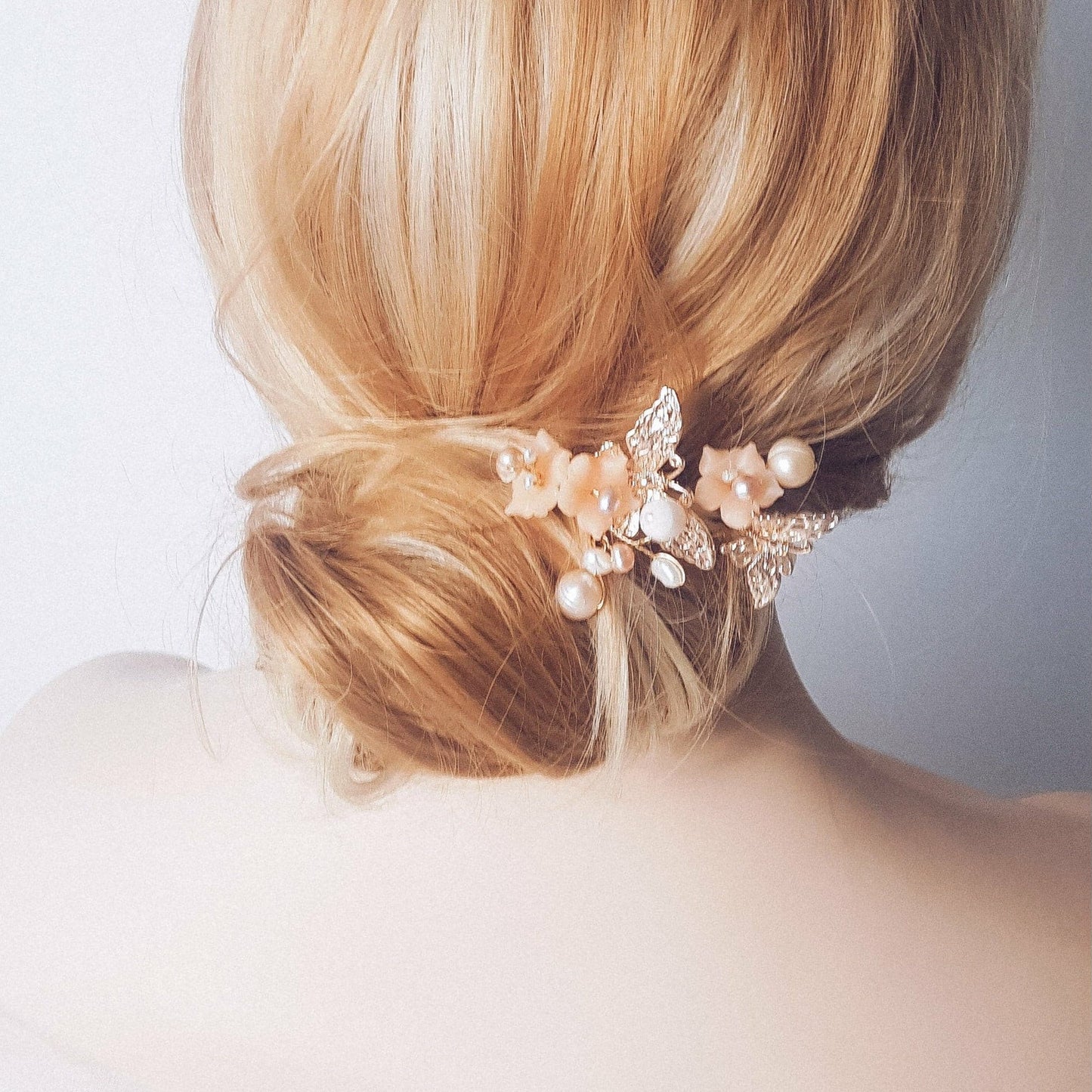 Set of 2 Flower and Butterfly Hairpins.