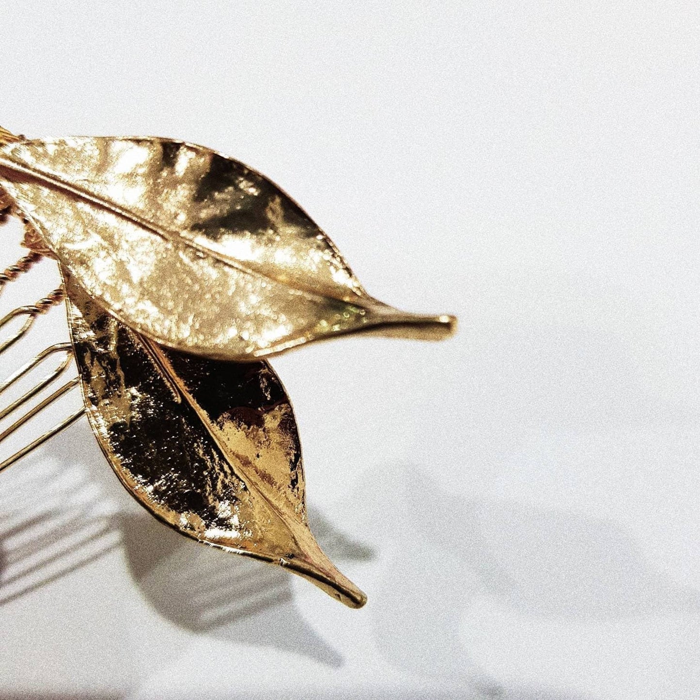 BoutiquebyBrendaLee FEUILLE D&#39;OR Hair comb Goddess Gold hairpin Flower Leaf hair accessories handcrafted Australia wedding bridal botanical