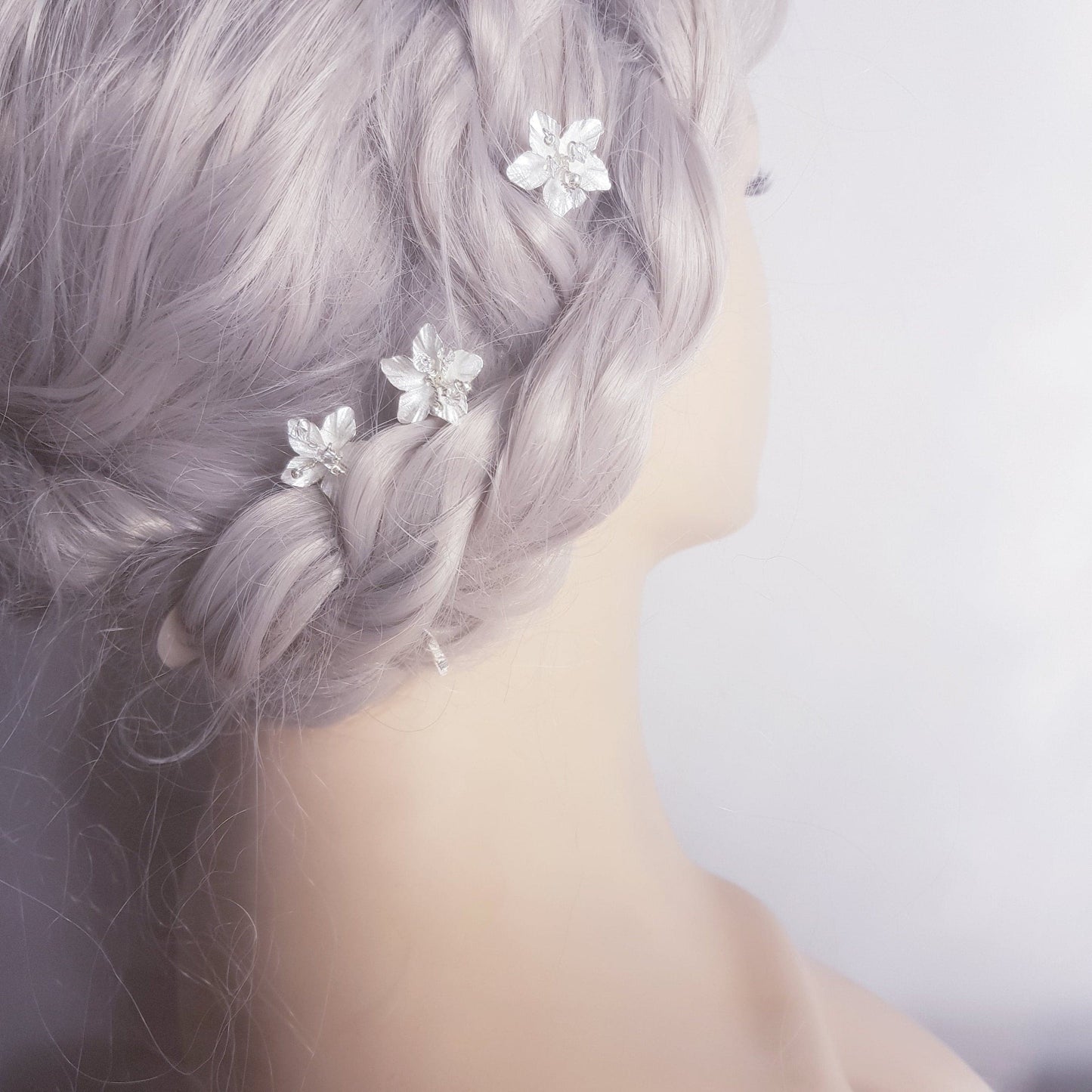 BoutiquebyBrendaLee Grass-of-Parnassus Hair Pins Hairpin Set White Flower dainty hair pin clips accessories handcrafted Australia