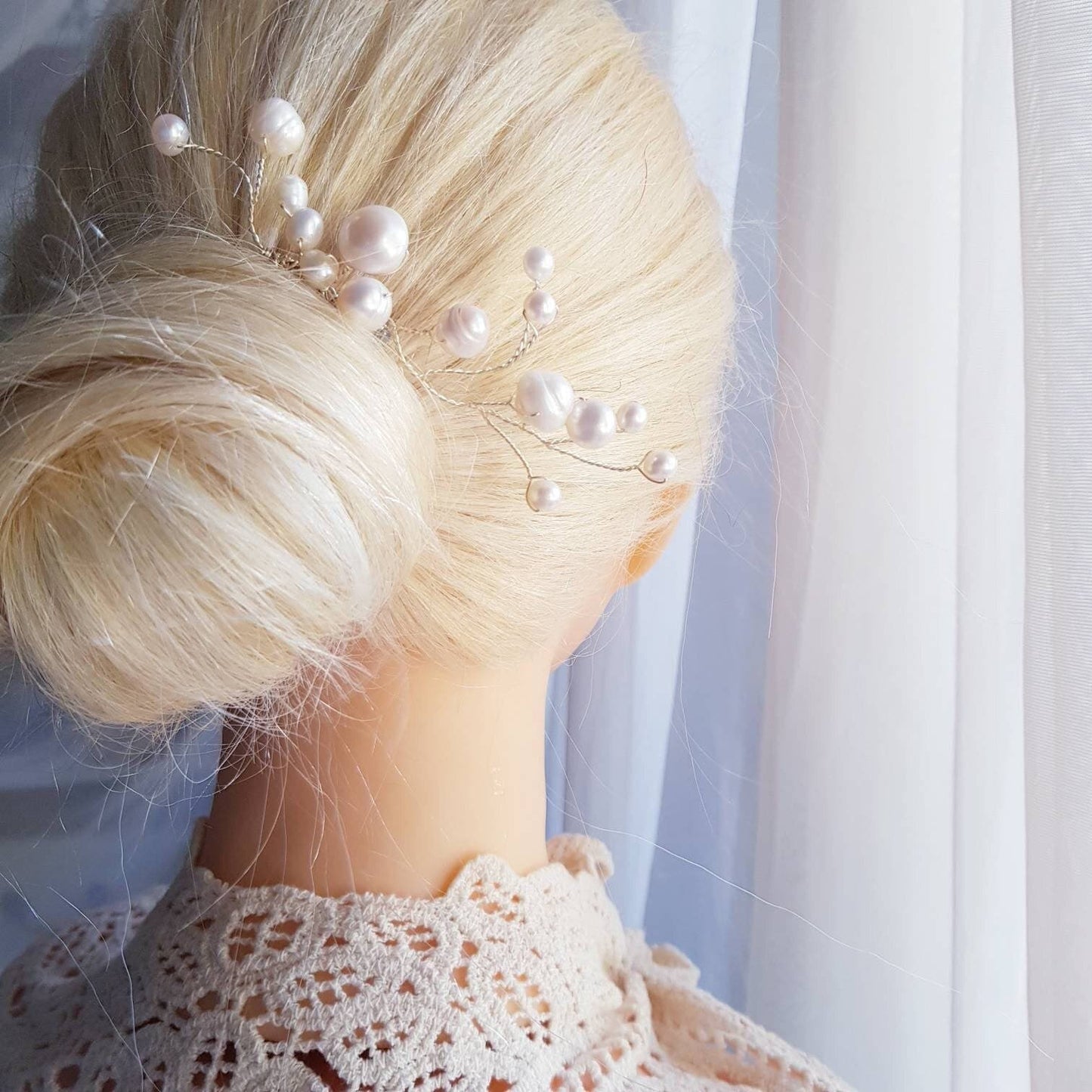 BLANC CRÈME Haircomb freshwater Pearls Bridal hair clips Wedding headpiece handmade baroque white pearl Western australia hair accessories