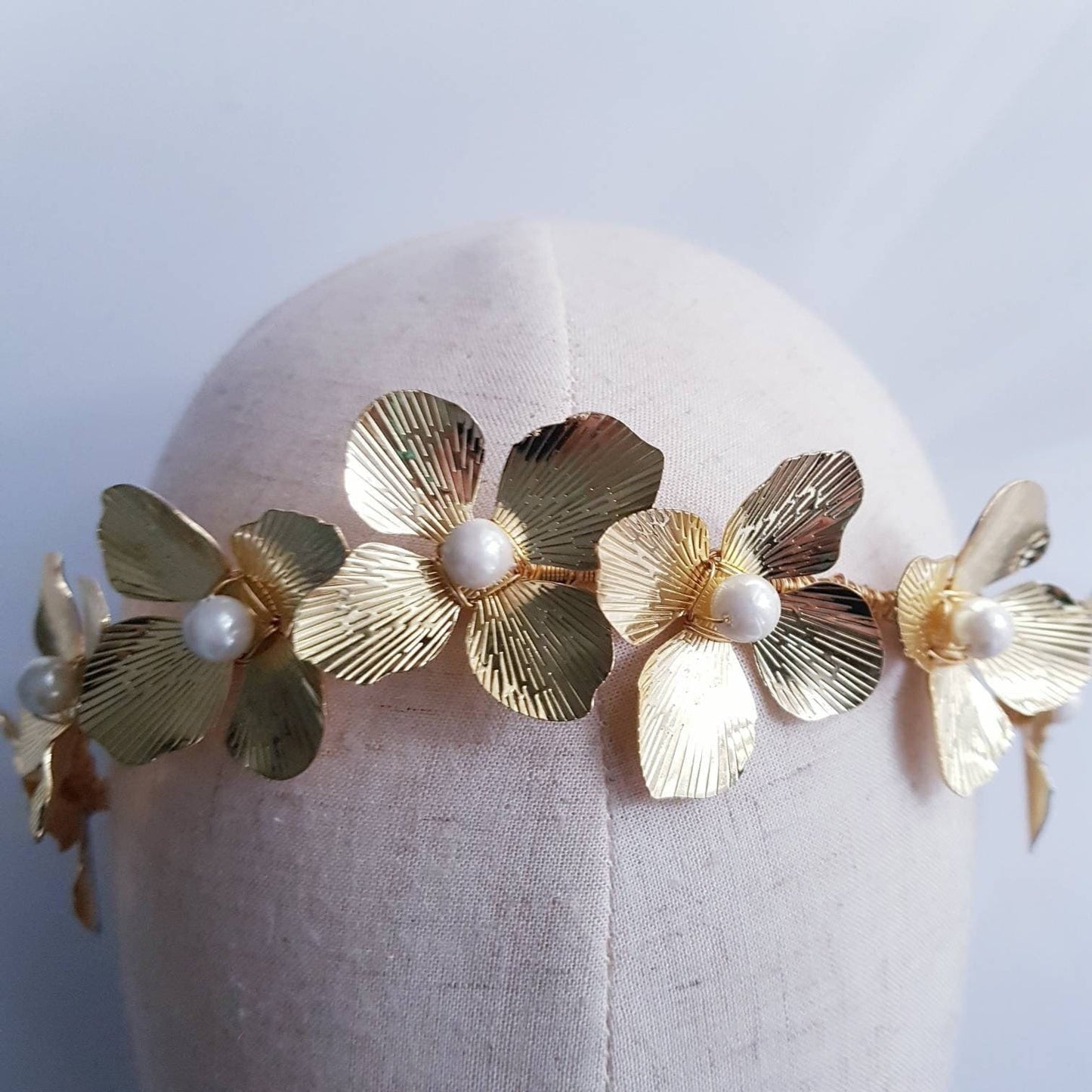REGAL headband wedding bridal headpiece hair accessories gold white pearl tiaras Australia FOTF millinery crown simple elegant wedding bride