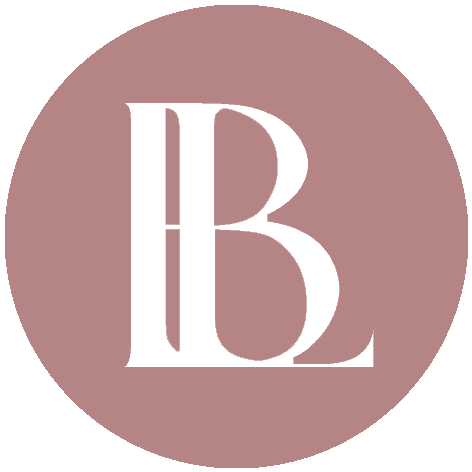 BoutiquebyBrendaLee offers handmade accessories for weddings and events and this image is its logo of overlapping white letters, B and L in a dark pink background