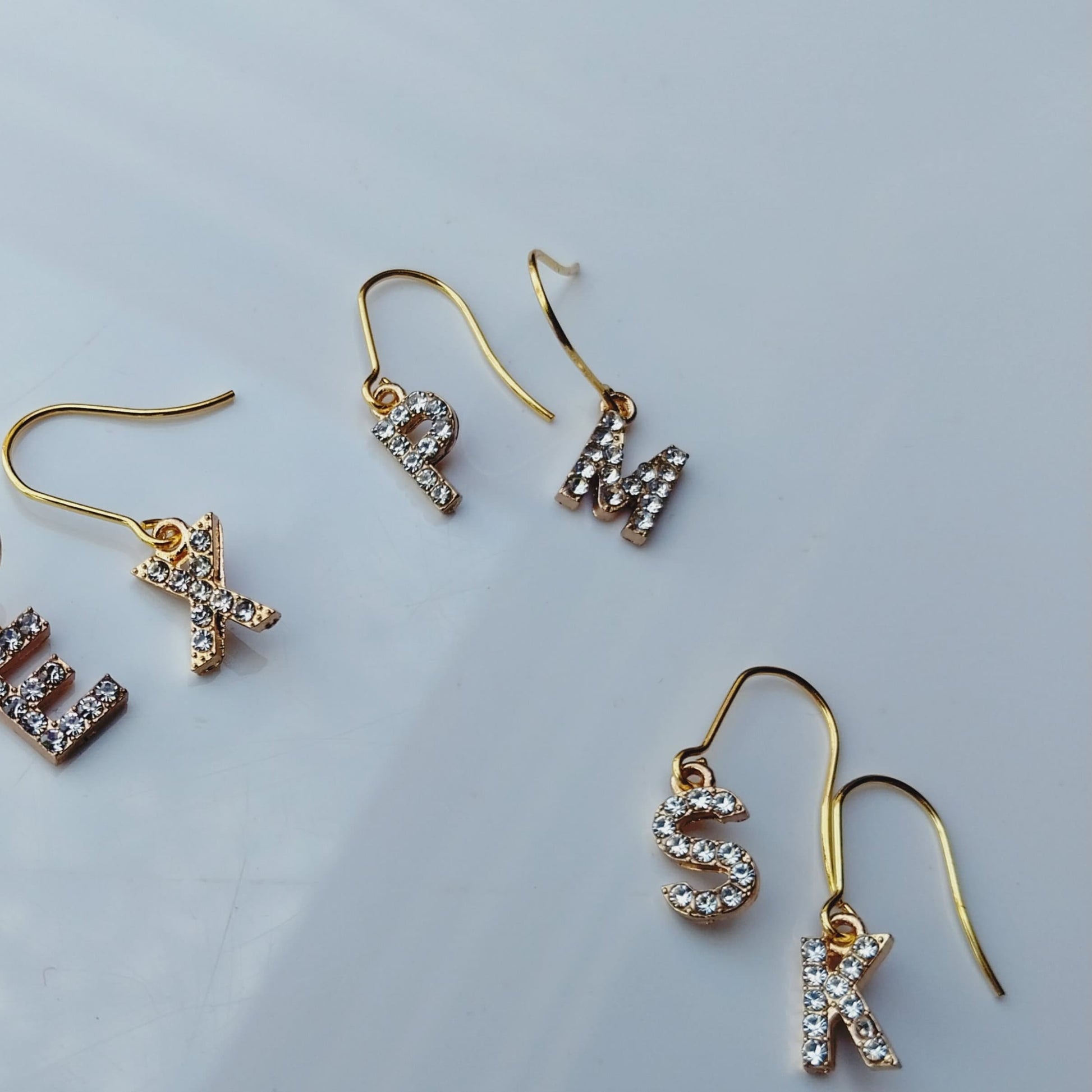 Personalised Initial Crystal Dangle Earrings in Gold stainless steel ear hooks name letter zirconia gift custom made