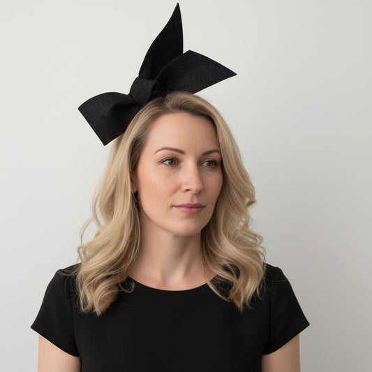 Simply Modern Fascinator Black felt bow headband
