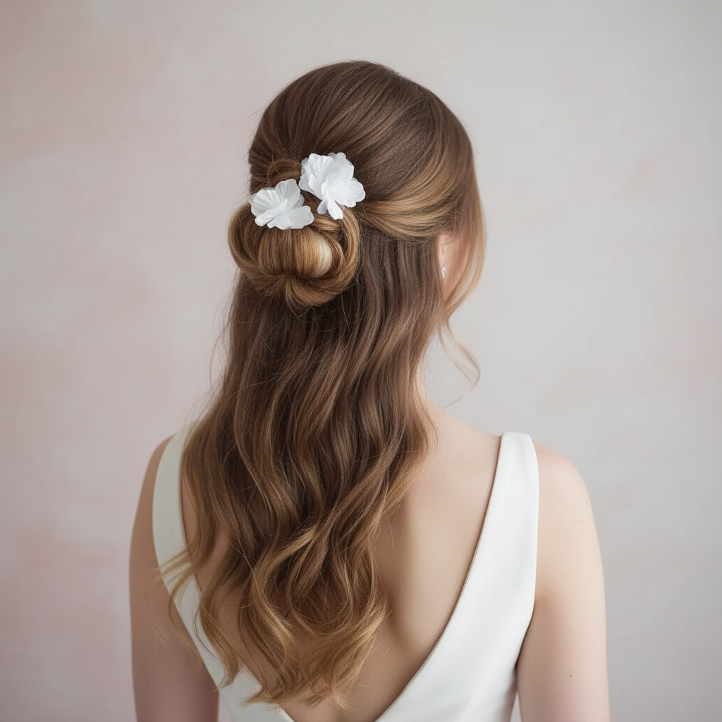 ANGE WHITE Flower Hairpins