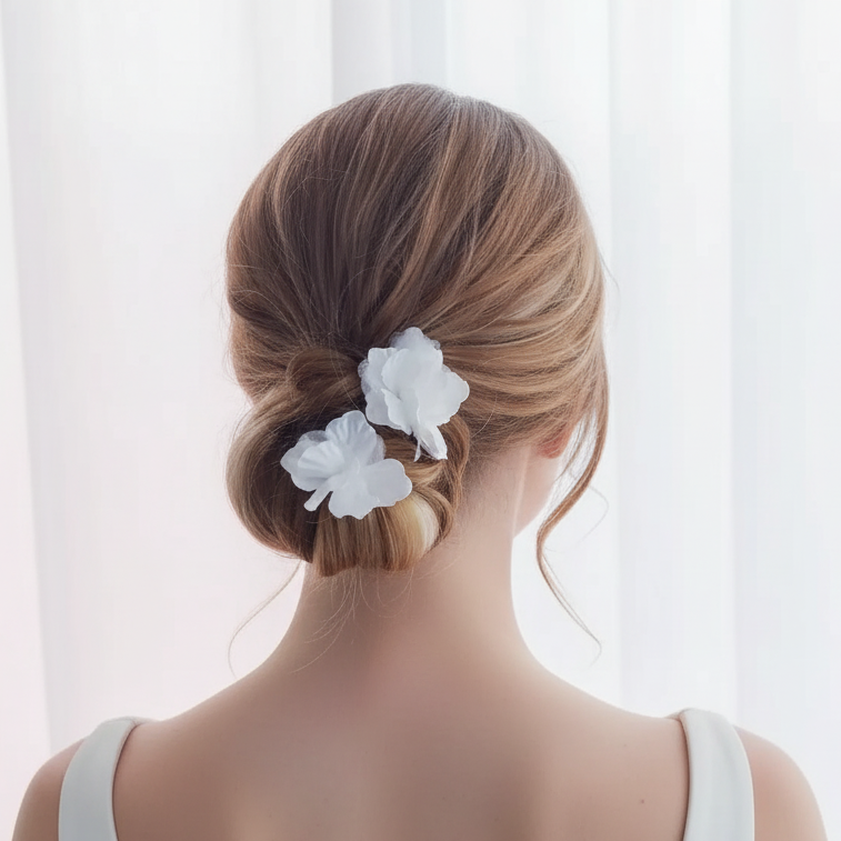 ANGE WHITE Flower Hairpins