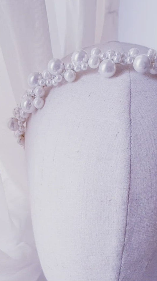 LUXE Cream white Pearl Tiara