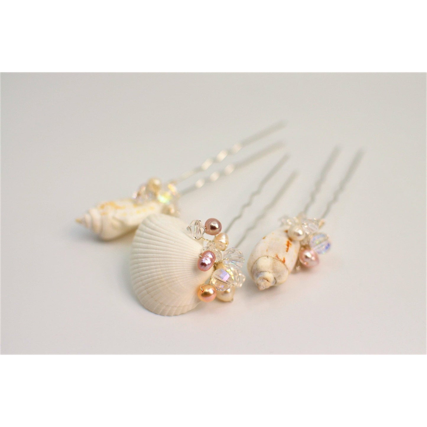 Jewelled Seashells Hair Pins.