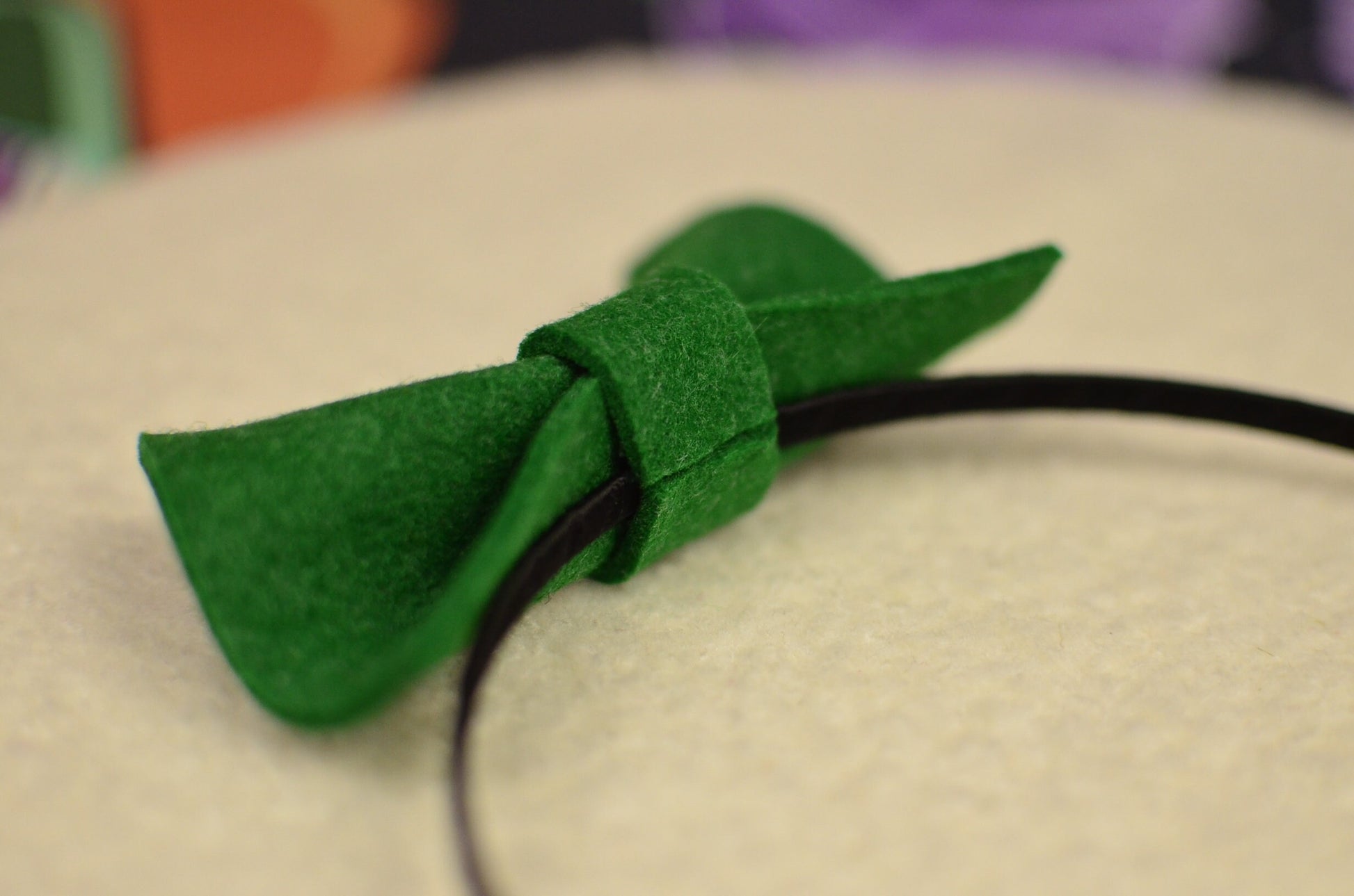 Bunny Small Green Side Bow Headband