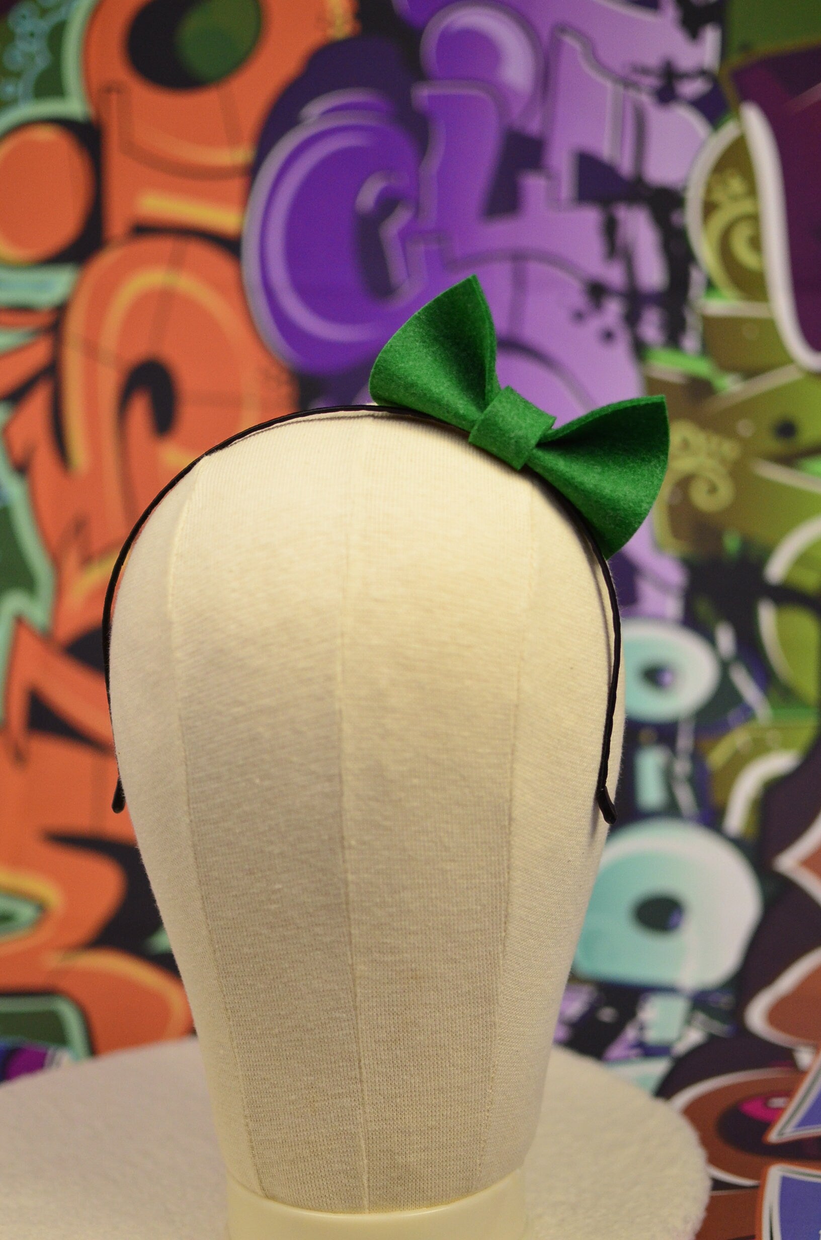 Bunny Small Green Side Bow Headband