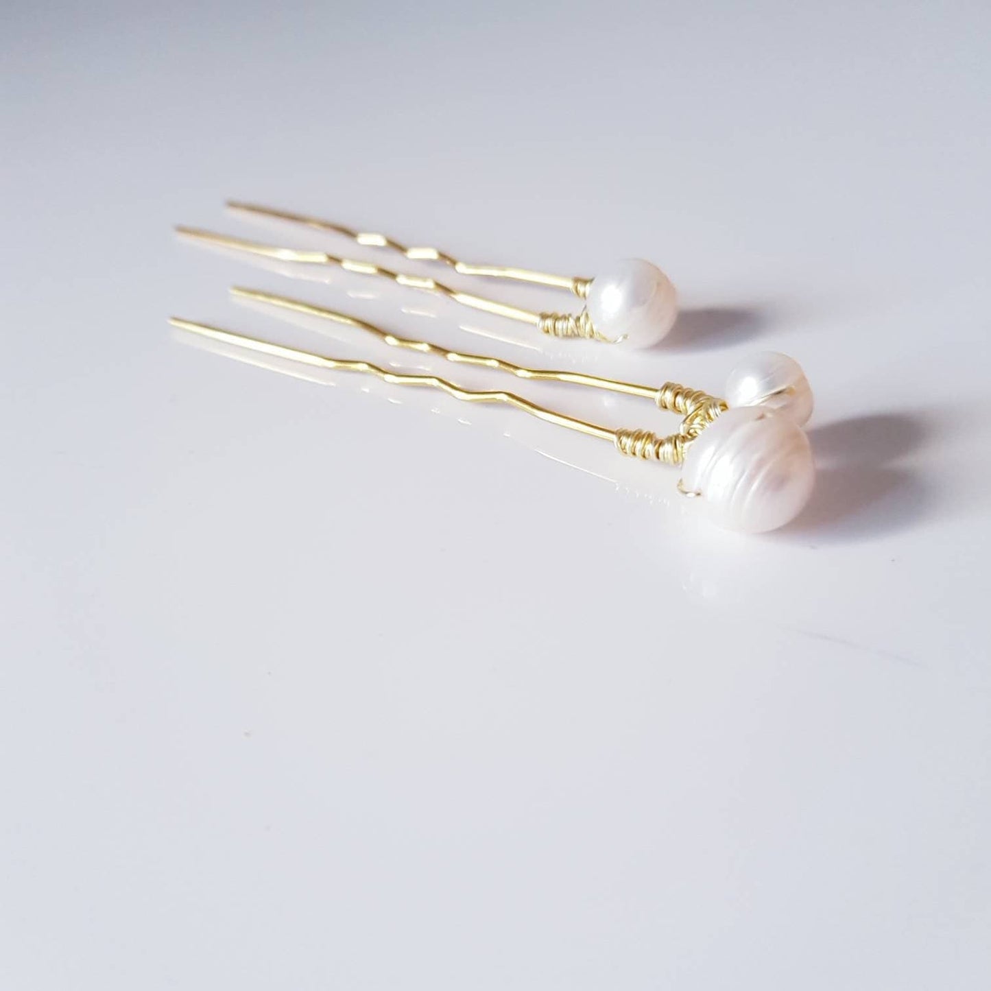 BoutiquebyBrendaLee Set of 2 Simple Cream White Freshwater Pearls U Pins Bridal Wedding accessories elegant pearl bride Australia hairpin