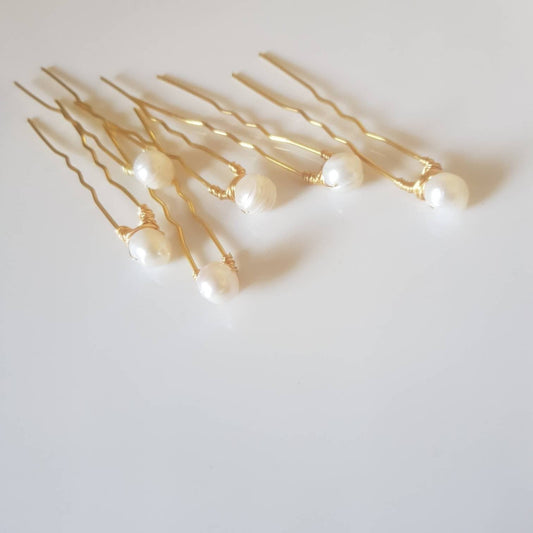 BoutiquebyBrendaLee Cream White Freshwater Pearls U Pins Bridal Wedding accessories elegant pearl Australia hairpin silver gold headpieces