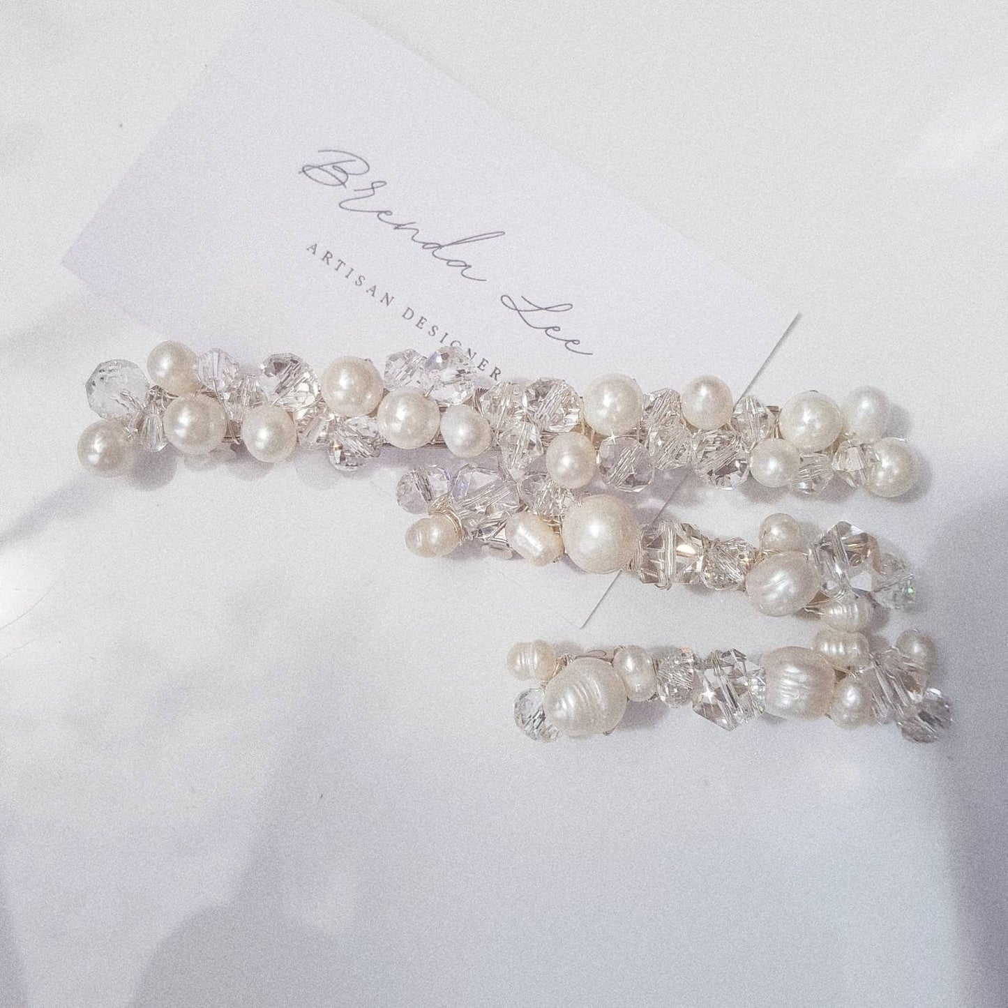 BoutiquebyBrendaLee Freshwater pearls and Crystal fashion accessories bridal barrettes hairpins hairclips beads hair accessories long short