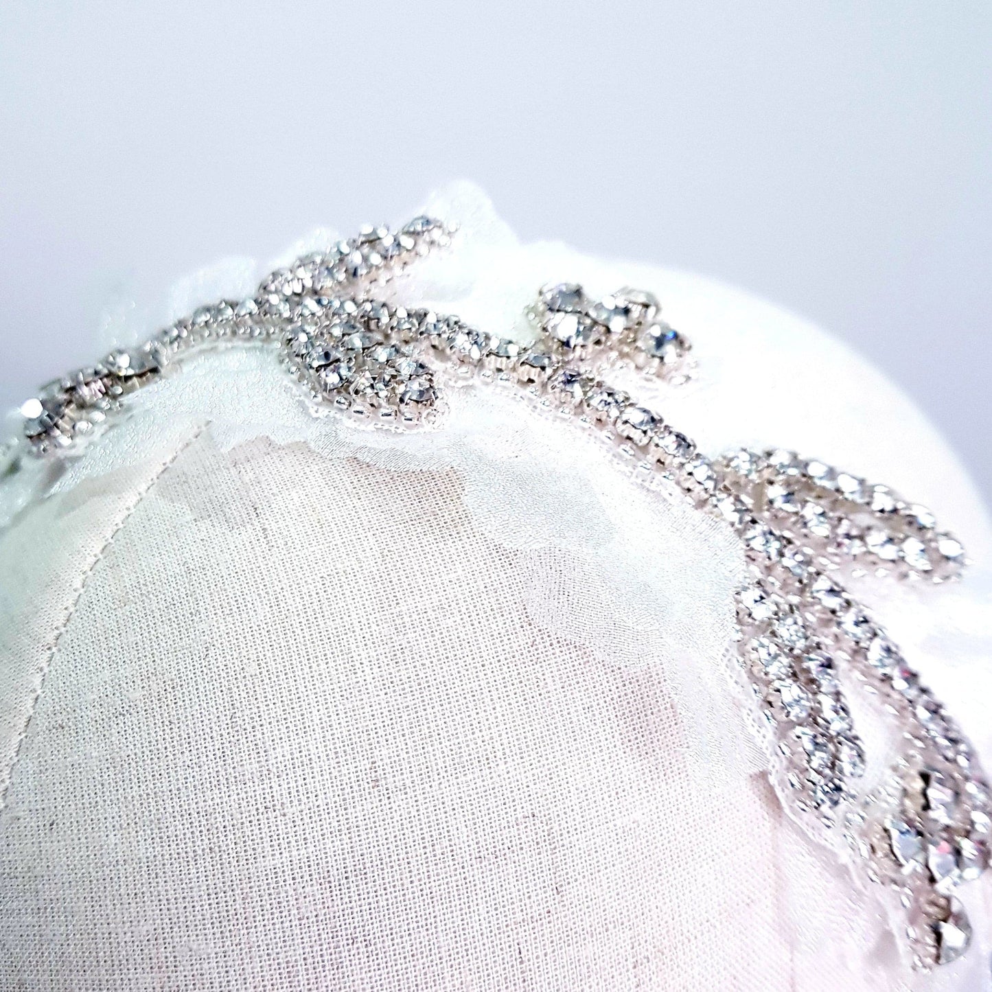 BoutiquebyBrendaLee LA FÉE Headband Jeweled White sheer organza fabric headpieces hair accessories