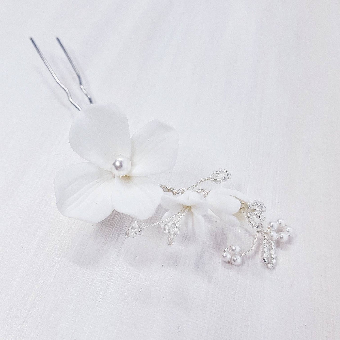 JOLIE Hair U Pin white porcelain flowers lily of the valley clay gold bride hairpins hair accessories flower floral handmade Australia