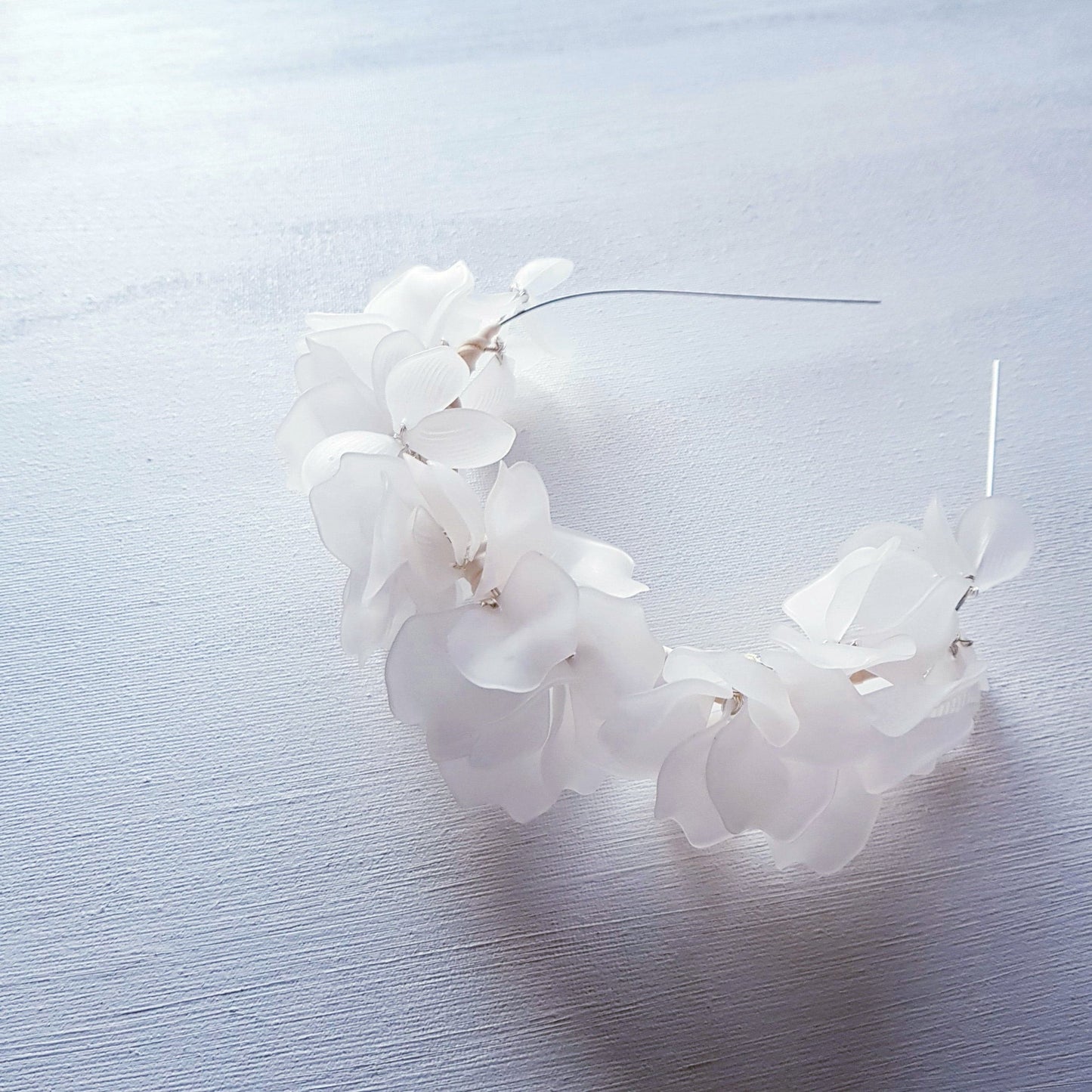 BoutiquebyBrendaLee Frosty petal headband hair accessories white flower handcrafted made by hand in Australia headpiece fascinators