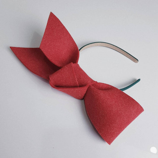 BoutiquebyBrendaLee Simply Modern Fascinator premium red felt bow headband statement headpiece