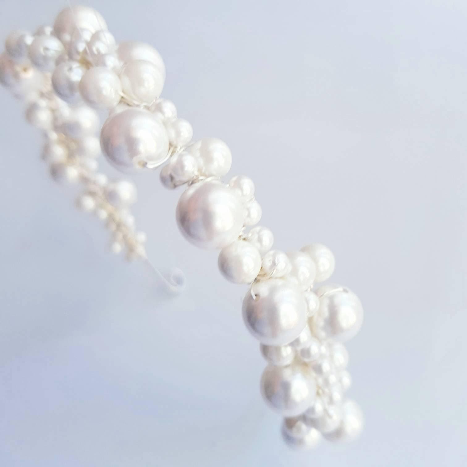 LUXE Cream white Pearl Tiara BoutiquebyBrendaLee