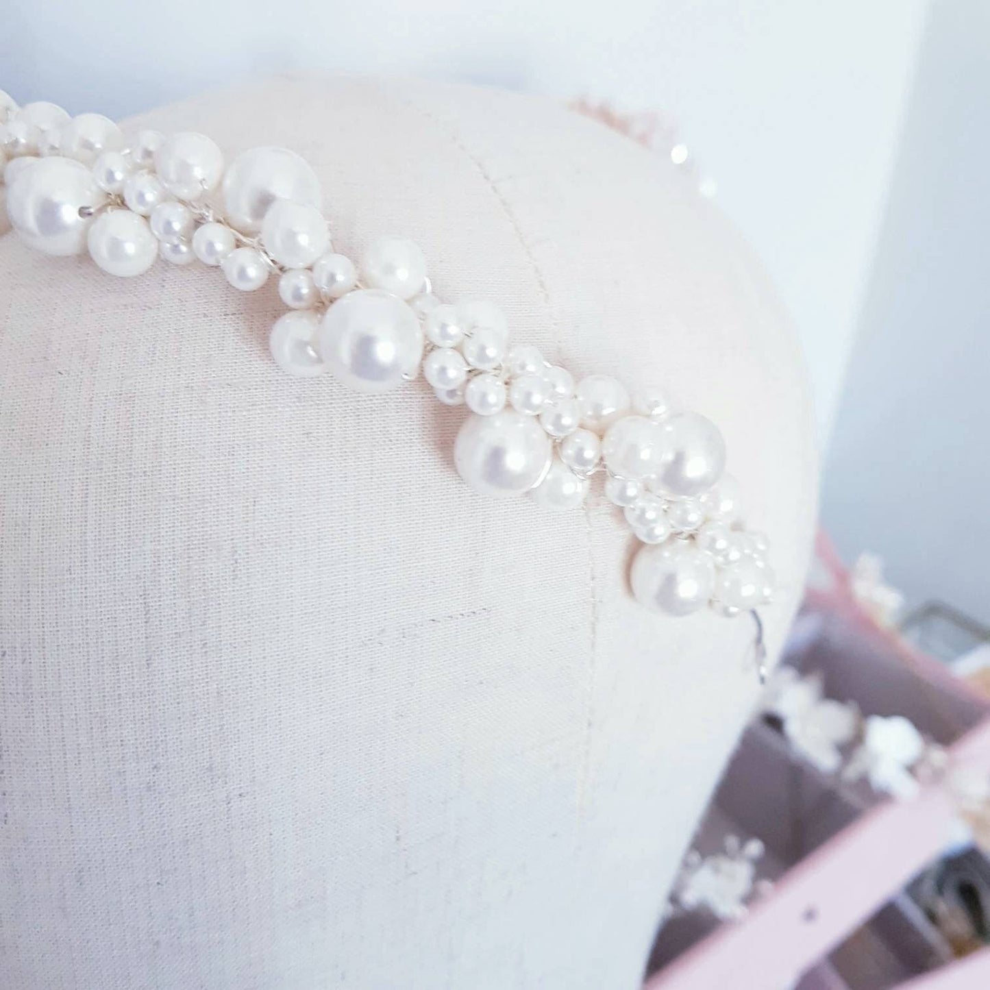 BoutiquebyBrendaLee LUXE Cream white Pearl Headband Bridal Wedding headpiece hairband handmade handcrafted hair accessories Australia