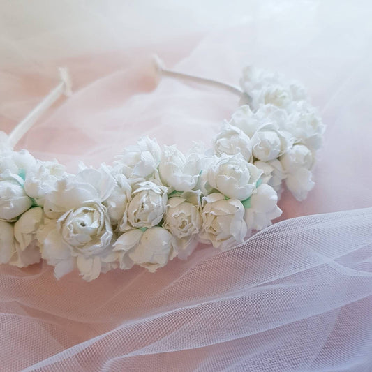 LA ROSE Headband off white flower floral headpieces crown millinery Australia wedding bridal christening baptism hair accessory flowers