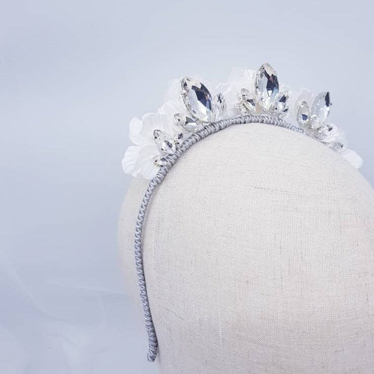 ARGENT BLANC Headband wedding bridal headpiece flowers hair accessories silver white bling tiaras crown Australia headpieces FOTF millinery