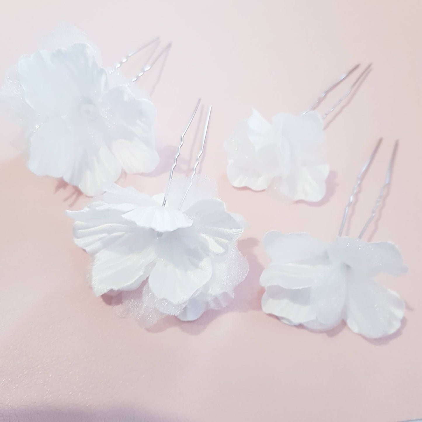 ANGE WHITE flower hairpin set hair accessories bridal updos wedding hairstyling classic weddings accessories handcrafted hairpins decorative