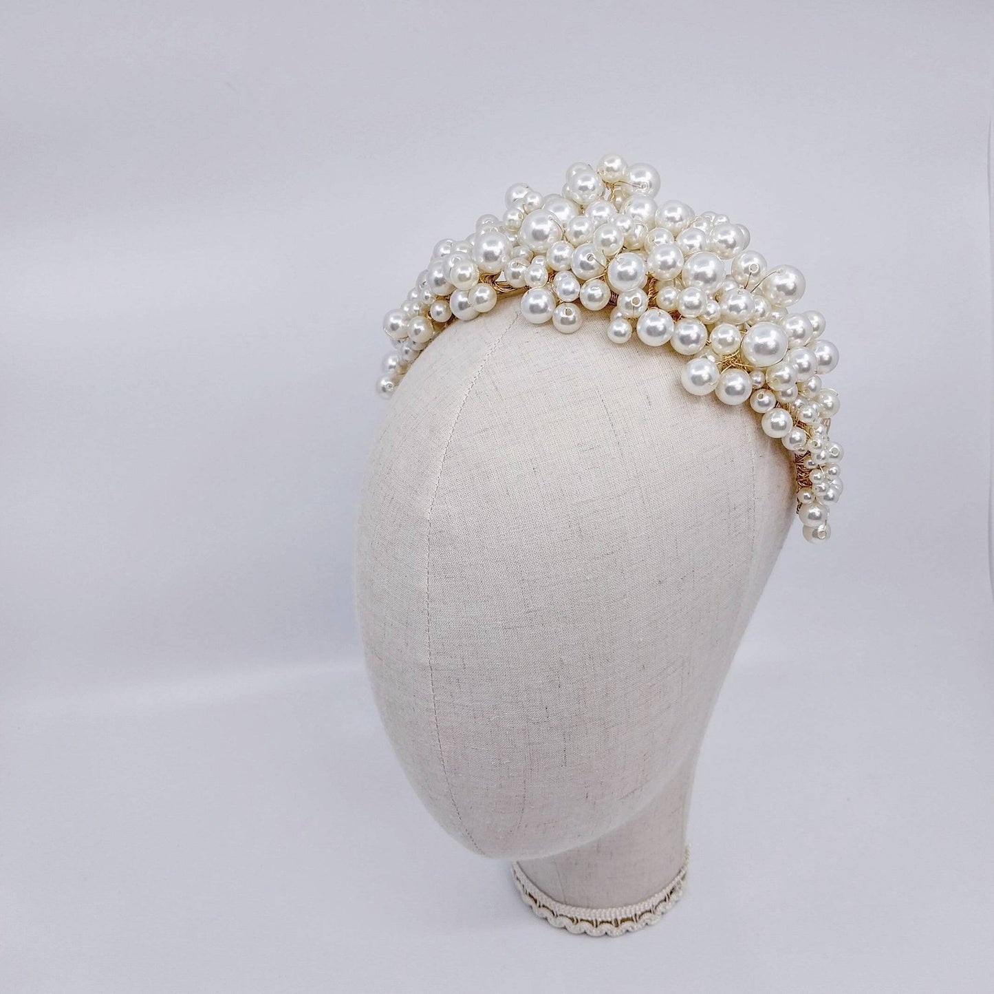 PLEINE Tiara Cream white Pearl crown headband Bridal Wedding headpiece handmade handcrafted hair accessories Australia pearls bride weddings