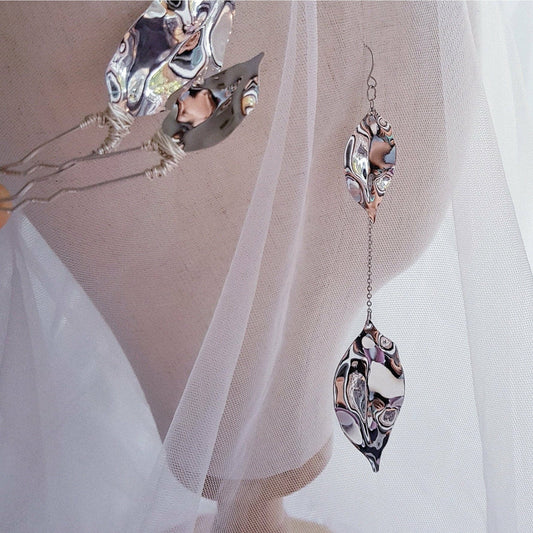 ARGENT FEU Earrings wedding handmade bridal drop ear statement jewelry weddings tassel long chain Australia stainless steel ear hooks french