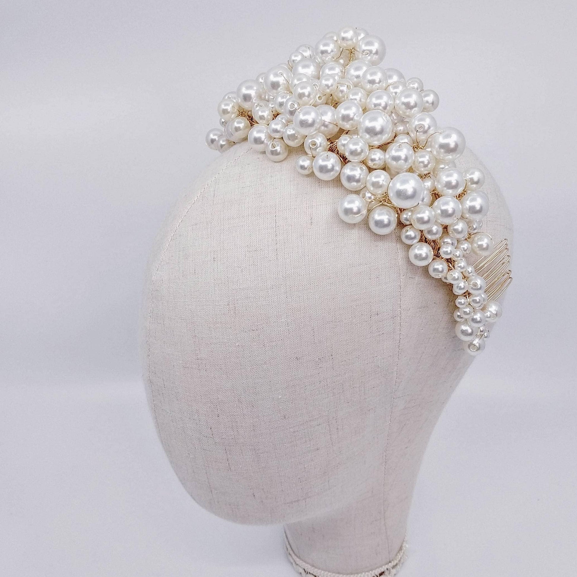 PLEINE Tiara Cream white Pearl crown headband Bridal Wedding headpiece handmade handcrafted hair accessories Australia pearls bride weddings