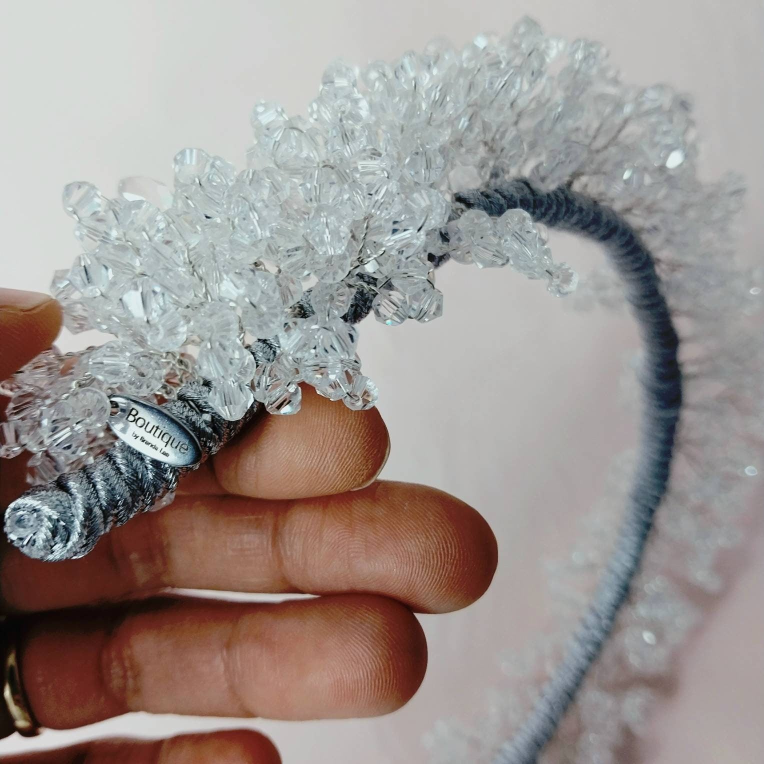 NEIGER headband frozen snowfla bridal headpiece flowers hair accessories silver white bling tiaras crown Australia headpieces snow millinery